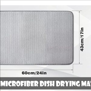 Gray Microfiber Dish Drying Mat, New